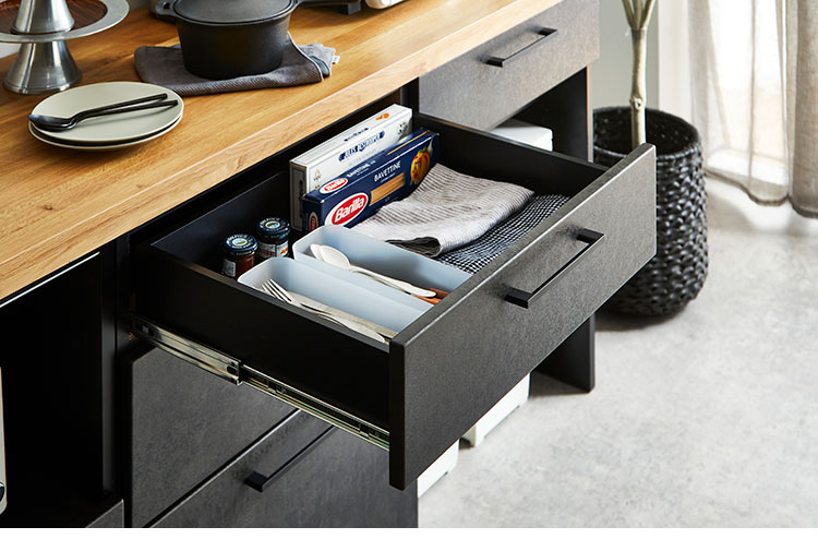 キッチンカウンター 幅180cm ゴミ箱収納 食器棚 天然木 大容量