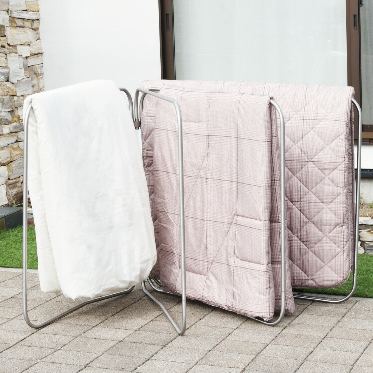 ステンレス布団干し 4枚用 折りたたみ式 物干しスタンド 軽量 部屋干し 屋内干し 屋外干し 兼用 ベランダ コンパクト 物干し竿 洗濯物 ハンガー掛け リコメン堂インテリア館